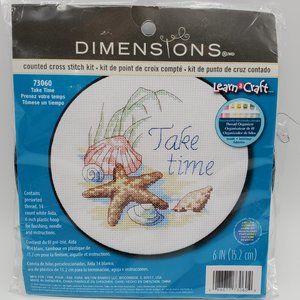 Dimensions Counted Cross Stitch Kit Seashell Starfish Beach 6 inch Round #73060